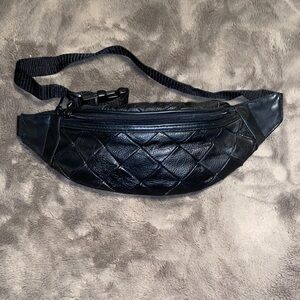 Black Quilted Leather Waist Bag